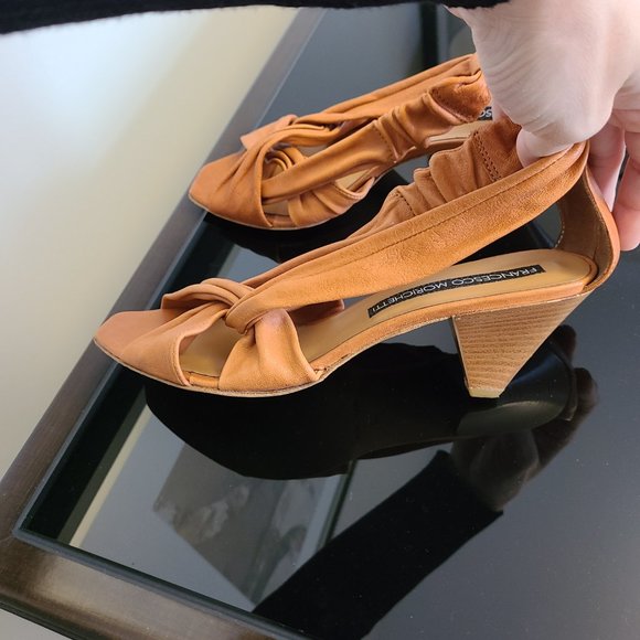 Italian designer leather sandals with kitten heel - Picture 4 of 4